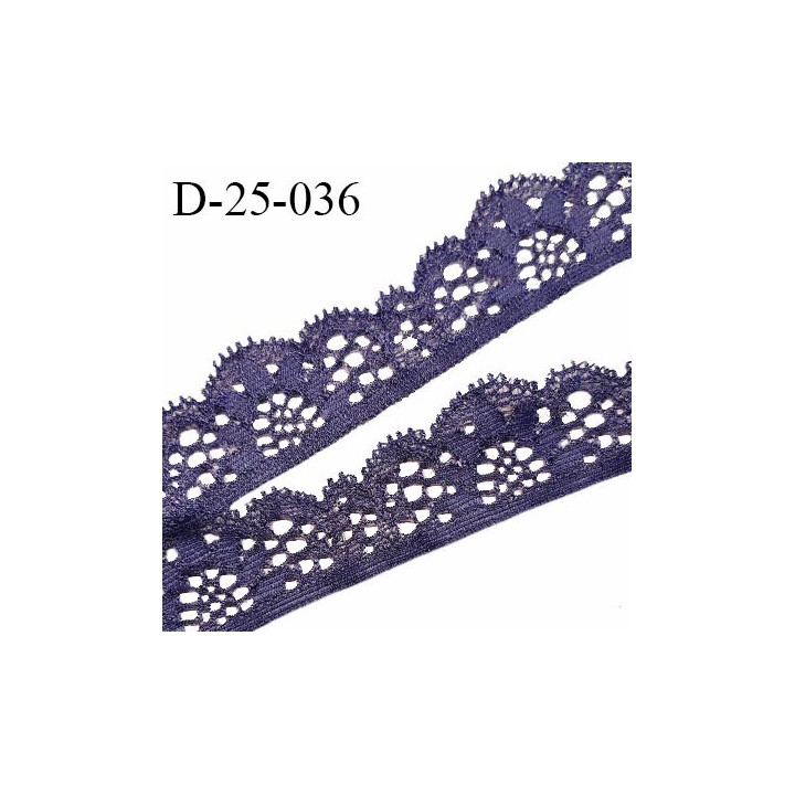 Dentelle extensible  25 mm haut de gamme couleur bleu  très doux au toucher fabriqué en France prix au mètre