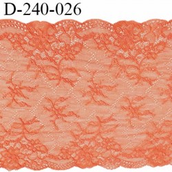 Tissu dentelle 23 cm extensible haut de gamme largeur 23 cm couleur orange corail ou mangue prix pour 1 mètre