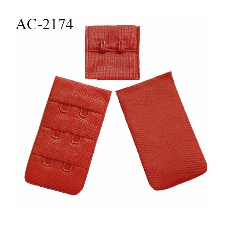 Agrafe 30 mm attache SG haut de gamme couleur rouge fraise 3 rangées 2 crochets largeur 30 mm hauteur 55 mm prix au mètre