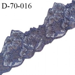 Tissu dentelle brodée 7 cm extensible haut de gamme couleur gris violet largeur 7 cm prix pour 1 mètre de longueur
