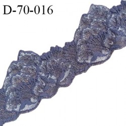 Dentelle brodée 7 cm extensible haut de gamme couleur gris violet largeur 7 cm prix pour 1 mètre de longueur