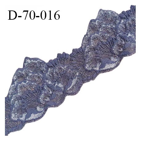Tissu dentelle brodée 7 cm extensible haut de gamme couleur gris violet largeur 7 cm prix pour 1 mètre de longueur