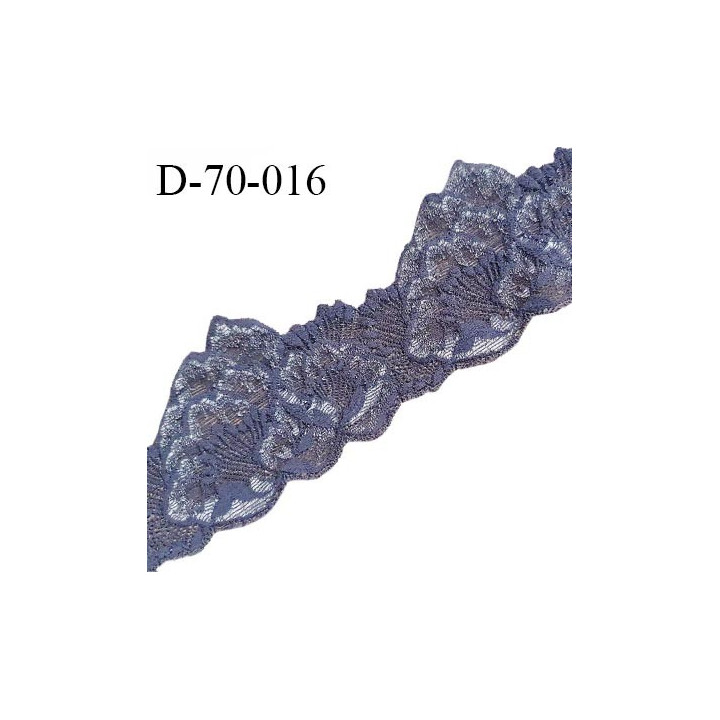 Tissu dentelle brodée 7 cm extensible haut de gamme couleur gris violet largeur 7 cm prix pour 1 mètre de longueur