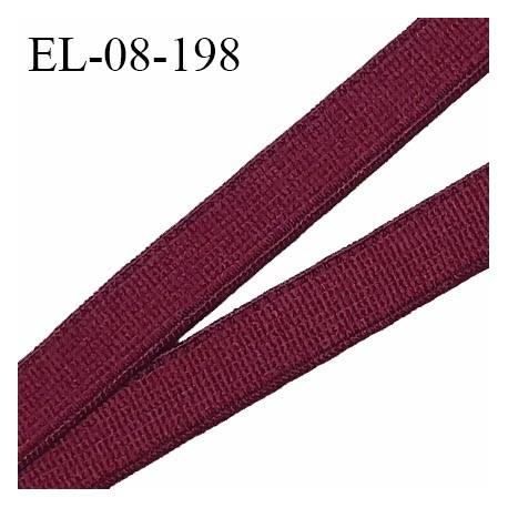 Elastique lingerie 8 mm haut de gamme couleur bordeaux largeur 8 mm allongement +130% prix au mètre