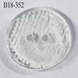 Bouton 18 mm en pvc couleur blanc et translucide 2 trous diamètre 18 mm épaisseur 2.5 mm prix à la pièce