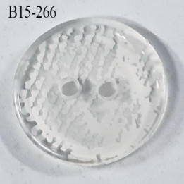 Bouton 15 mm en pvc couleur blanc et translucide 2 trous diamètre 15 mm épaisseur 2 mm prix à la pièce