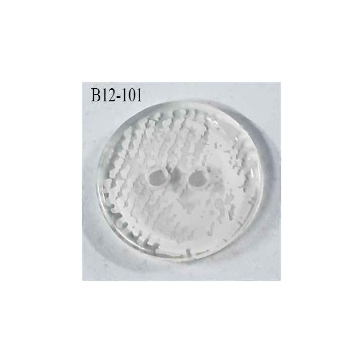 Bouton 12 mm en pvc couleur blanc et translucide 2 trous diamètre 12 mm épaisseur 2 mm prix à la pièce