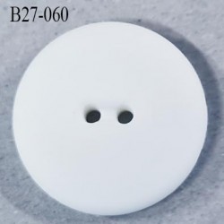 Bouton 27 mm  pvc blanc mat sur une face et l'autre brillant diamètre 27 mm 2 trous épaisseur 6 mm prix à la pièce