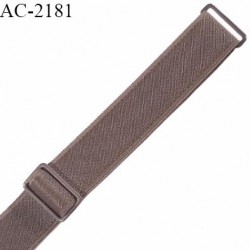 Bretelle lingerie SG 15 mm très haut de gamme avec 2 barrettes couleur marron glacé largeur 15 mm longueur 23 cm prix à la pièce