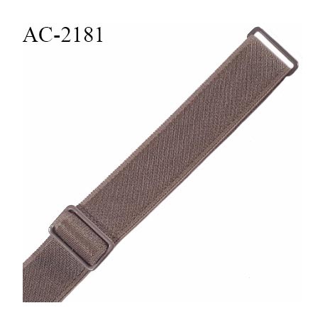 Bretelle lingerie SG 15 mm très haut de gamme avec 2 barrettes couleur marron glacé largeur 15 mm longueur 23 cm prix à la pièce