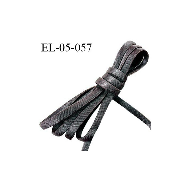 Elastique 5 mm lingerie haut de gamme fabriqué en France couleur gris foncé satiné largeur 5 mm légèrement bombé prix au mètre