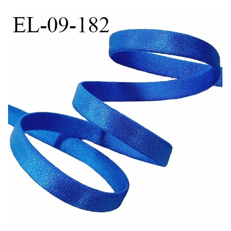 Elastique 9 mm lingerie haut de gamme fabriqué en France couleur bleu électrique satiné légèrement bombé prix au mètre