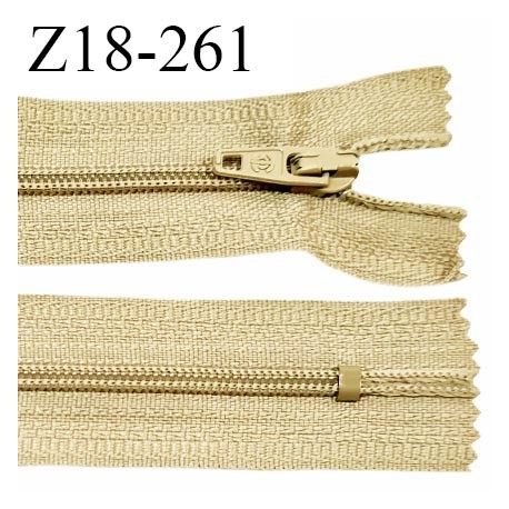 Fermeture zip 18 cm non séparable couleur beige largeur 2.7 cm zip nylon longueur 18 cm prix à l'unité