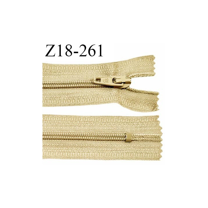 Fermeture zip 18 cm non séparable couleur beige largeur 2.7 cm zip nylon longueur 18 cm prix à l'unité