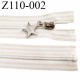Fermeture zip à glissière longueur 110 cm largeur 3.2 cm couleur blanc et beige séparable zip nylon prix à la pièce