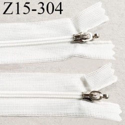 Fermeture zip 15 cm couleur blanc double curseur longueur 15 cm largeur 3 cm zip nylon largeur 4 mm prix à l'unité