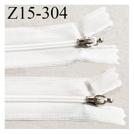 Fermeture zip 15 cm couleur blanc double curseur longueur 15 cm largeur 3 cm zip nylon largeur 4 mm prix à l'unité