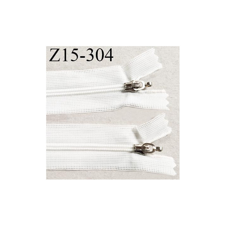 Fermeture zip 15 cm couleur blanc double curseur longueur 15 cm largeur 3 cm zip nylon largeur 4 mm prix à l'unité