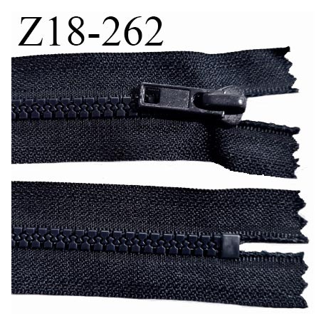 Fermeture zip moulée 18 cm non séparable couleur bleu marine tirant vers le noir longueur 18 cm largeur 3 cm prix à l'unité