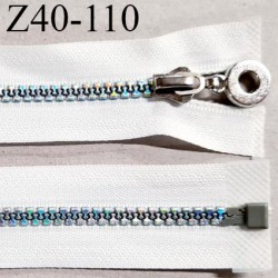 Fermeture zip 40 cm séparable couleur blanc largeur 3.2 cm zip moulée holographique longueur 40 cm prix à la pièce