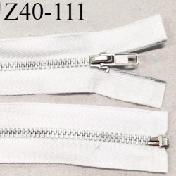 Déstockage Fermeture zip 40 cm couleur blanc longueur 40 cm largeur 3 cm non séparable glissière métal largeur 5 mm