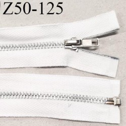 Fermeture zip 50 cm couleur blanc longueur 50 cm largeur 3 cm non séparable glissière métal largeur 5 mm prix à l'unité