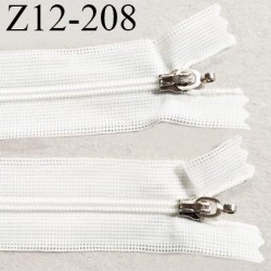 Fermeture zip 12 cm couleur blanc double curseur longueur 12 cm largeur 3 cm zip nylon largeur 4 mm prix à l'unité