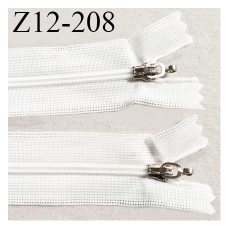 Fermeture zip 12 cm couleur blanc double curseur longueur 12 cm largeur 3 cm zip nylon largeur 4 mm prix à l'unité