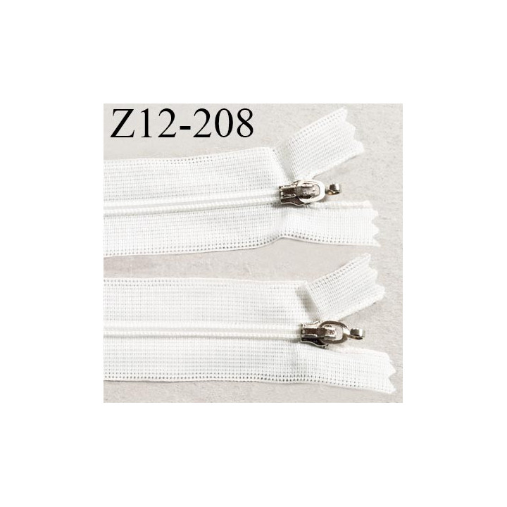 Fermeture zip 12 cm couleur blanc double curseur longueur 12 cm largeur 3 cm zip nylon largeur 4 mm prix à l'unité