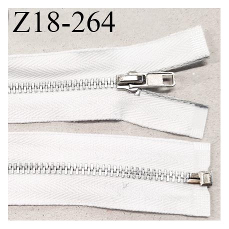 Fermeture zip 18 cm non séparable couleur blanc longueur 18 cm largeur 3.4 cm glissière métal couleur argent prix à l'unité