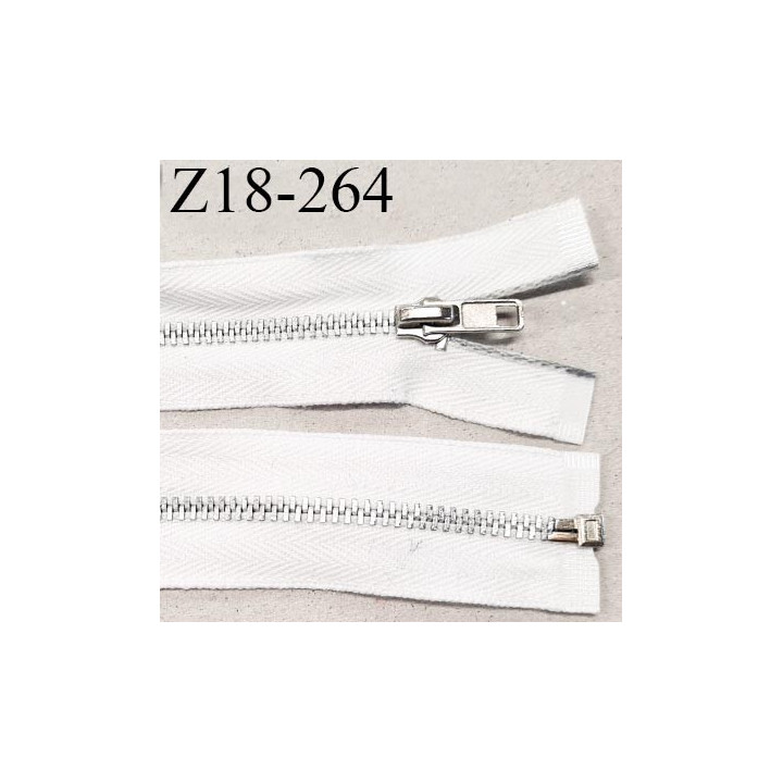 Fermeture zip 18 cm non séparable couleur blanc longueur 18 cm largeur 3.4 cm glissière métal couleur argent prix à l'unité