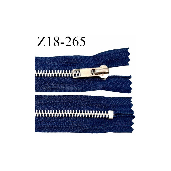 Fermeture zip 18 cm non séparable couleur bleu marine longueur 18 cm largeur 3.2 cm prix à l'unité