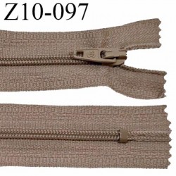 Fermeture zip 10 cm couleur taupe non séparable largeur 2.5 cm glissière nylon largeur 4 mm longueur 10 cm prix à l'unité