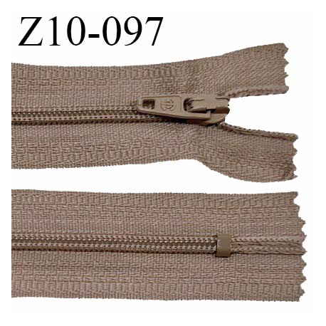 Fermeture zip 10 cm couleur taupe non séparable largeur 2.5 cm glissière nylon largeur 4 mm longueur 10 cm prix à l'unité