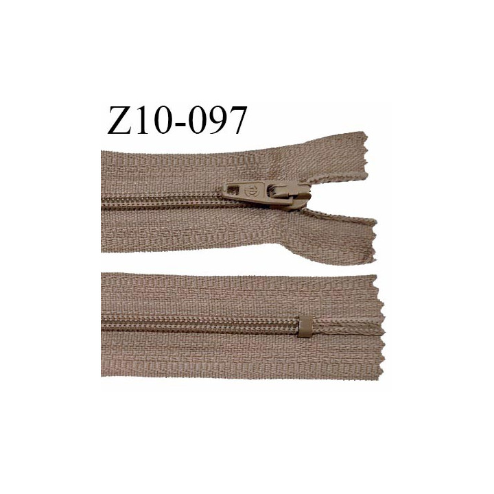 Fermeture zip 10 cm couleur taupe non séparable largeur 2.5 cm glissière nylon largeur 4 mm longueur 10 cm prix à l'unité