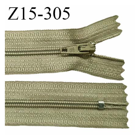 Fermeture zip 15 cm couleur vert kaki clair non séparable largeur 2.5 cm glissière nylon prix à l'unité
