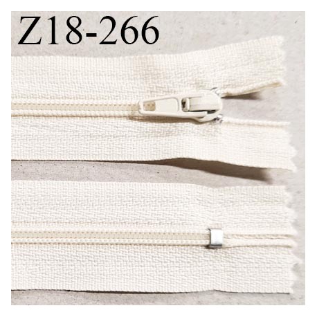 Fermeture zip 18 cm non séparable couleur crème largeur 2.7 cm zip nylon longueur 18 cm prix à l'unité