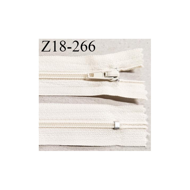 Fermeture zip 18 cm non séparable couleur crème largeur 2.7 cm zip nylon longueur 18 cm prix à l'unité