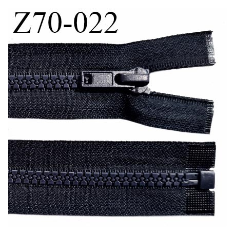 Fermeture zip moulée 70 cm séparable couleur bleu marine tirant vers le noir longueur 70 cm prix à l'unité