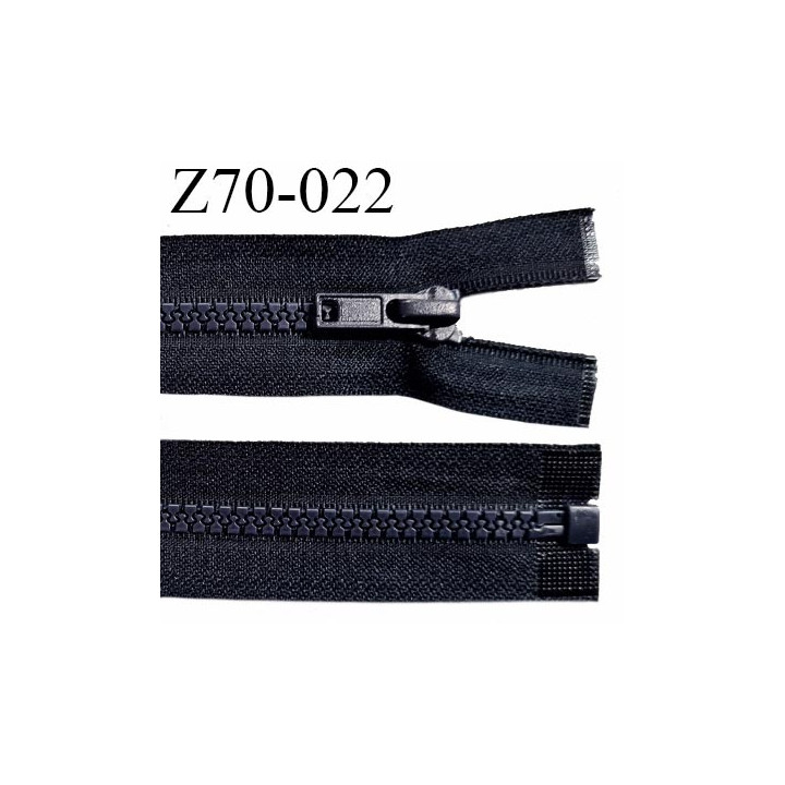 Fermeture zip moulée 70 cm séparable couleur bleu marine tirant vers le noir longueur 70 cm prix à l'unité