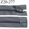 Fermeture zip 20 cm non séparable couleur gris glissière nylon largeur 5 mm longueur 20 cm largeur 27 mm prix à l'unité