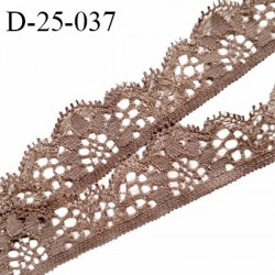 Dentelle extensible 25 mm haut de gamme couleur marron glacé très doux au toucher fabriqué en France prix au mètre