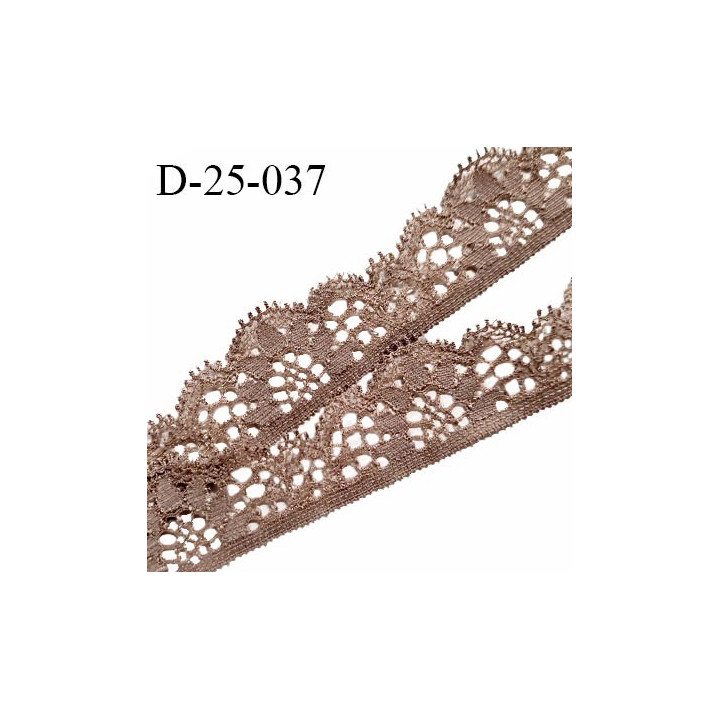 Dentelle extensible 25 mm haut de gamme couleur marron glacé très doux au toucher fabriqué en France prix au mètre