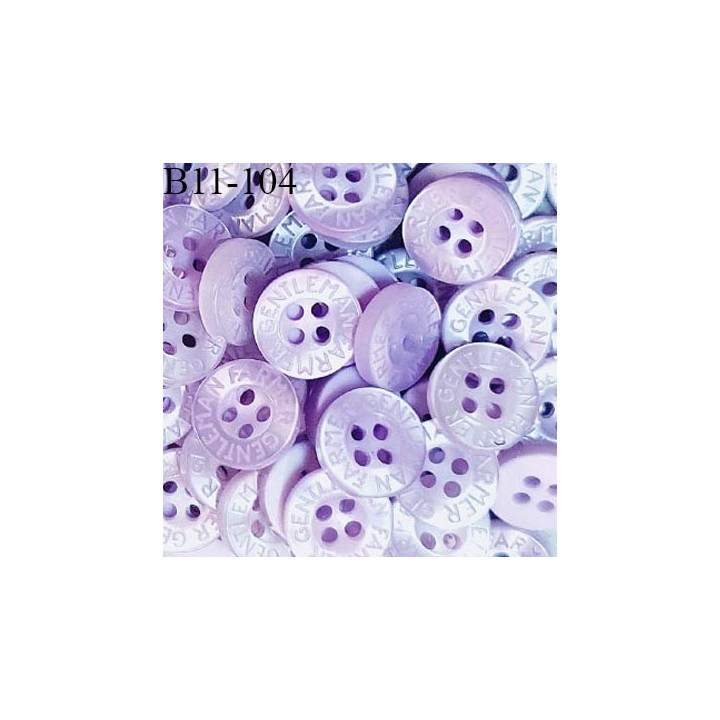Bouton 11 mm très haut de gamme inscription Gentleman Farmer couleur lilas parme 4 trous prix à la pièce