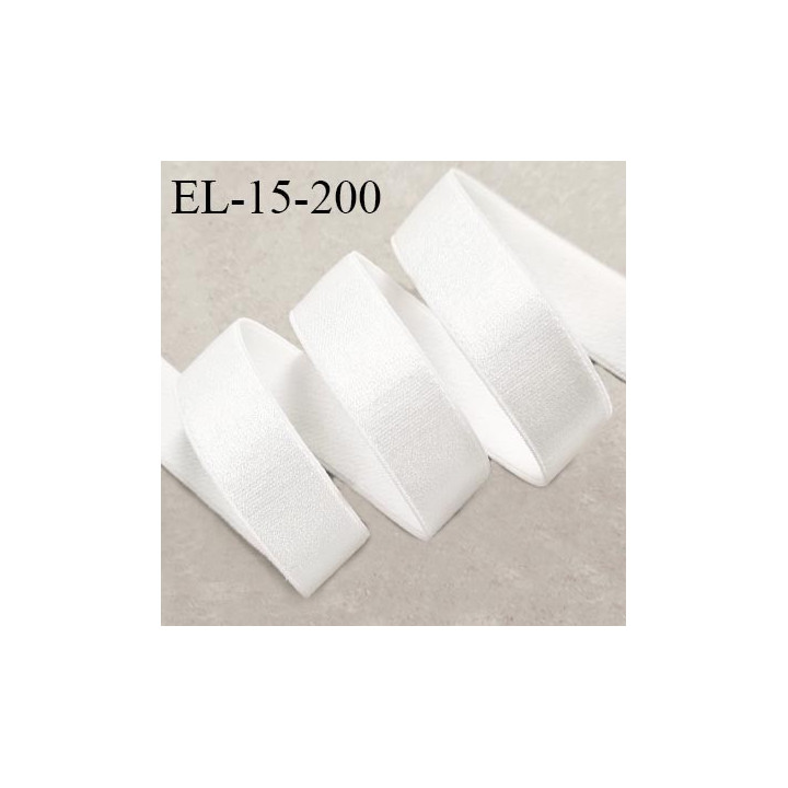 Elastique 15 mm lingerie haut de gamme couleur écru brillant bonne élasticité doux au toucher allongement +80% prix au mètre