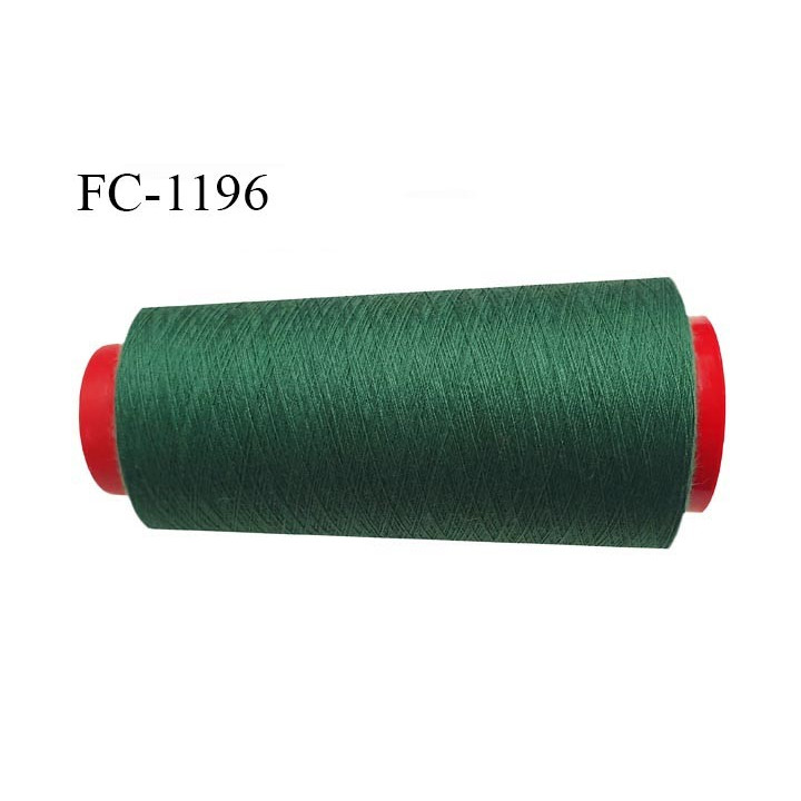 Cone 2000 m de fil polyester fil n°80 couleur vert longueur du cone 2000 mètres bobiné en France certifié oeko tex