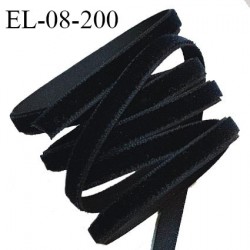 Elastique velours 8 mm haut de gamme couleur noir largeur 8 mm allongement +100% prix au mètre