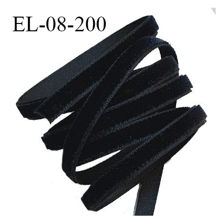 Elastique velours 8 mm haut de gamme couleur noir largeur 8 mm allongement +100% prix au mètre