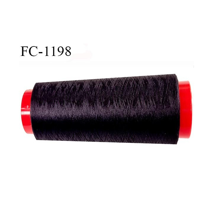 Cone 2000 m fil mousse polyester n°120 couleur aubergine foncé longueur 2000 mètres bobiné en France