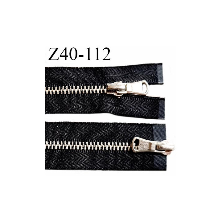 Fermeture zip 40 cm couleur noir double curseur longueur 40 cm largeur 2.7 cm zip métal largeur 5 mm prix à l'unité